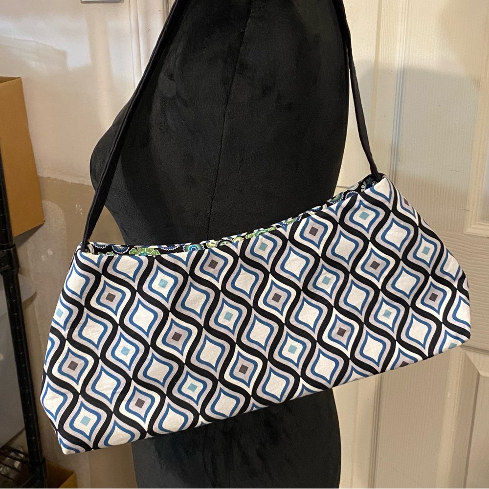 Handbags for hope patio purses fabric black white print snap button closure - Picture 8 of 8